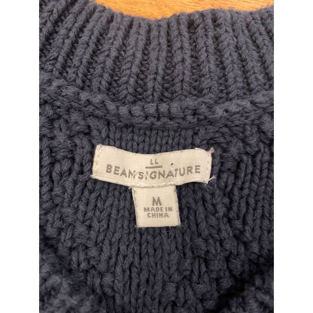 LL Bean Women's Signature Cotton Fisherman Sweater, V-Neck Tunic Navy Blue Med - Picture 2 of 4